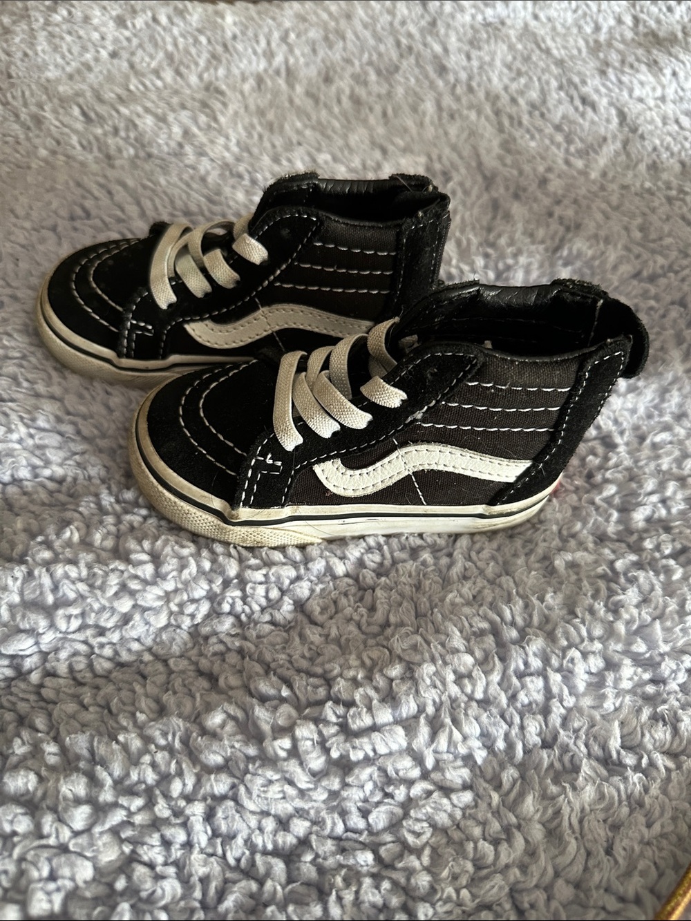 Vans Kids Black & White High-Top Skate Sneakers